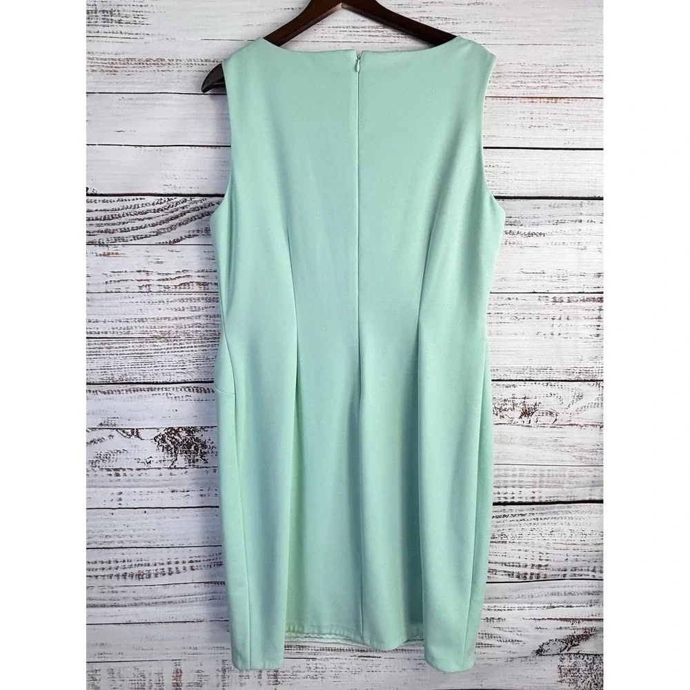 Ivanka Trump Dress 16 Sleeveless Sheath Mint Green Slimming Sexy Gold Zip - Picture 10 of 13